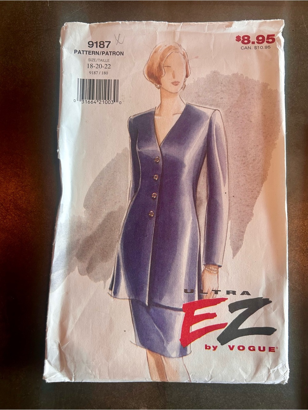 Vogue 9187 Sewing Pattern 18-20-22 Tunic Skirt Suit